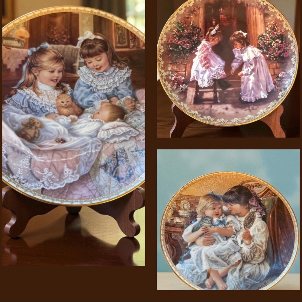 The vintage 1993 Reco Decorative Plates with Victorian Children by Sandra Kuck.